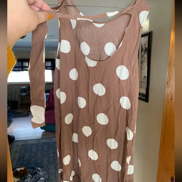loft brown polka dot dress Lindy Bop Brown Polka Dot Rita Flared Dress Medium
